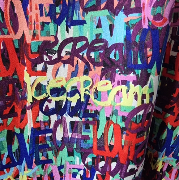 Fresh Fx Graffiti Print 'LOVE ICE CREAM' Lightweight Colourful Zip-Up Jacket - Picture 6 of 9